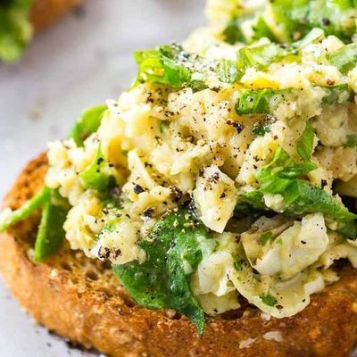 White Bean Artichoke Basil Toast.