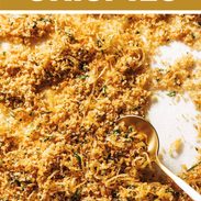 Pin of golden crispy breadcrumbs