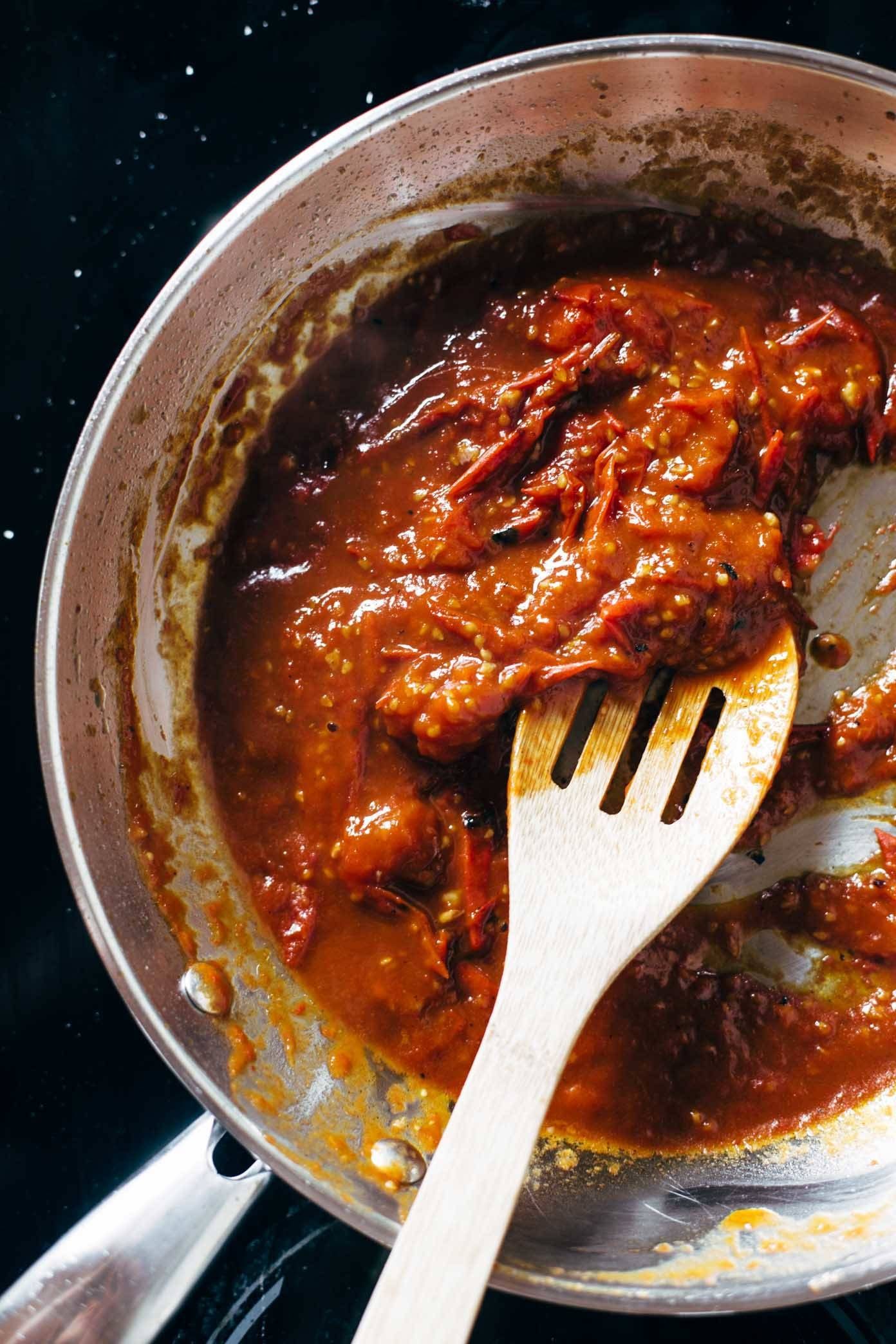 Basic Garlic Butter Tomato sauce in a pan