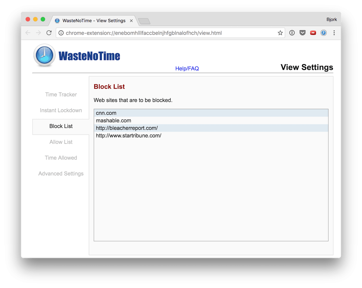 WasteNoTime Block List.