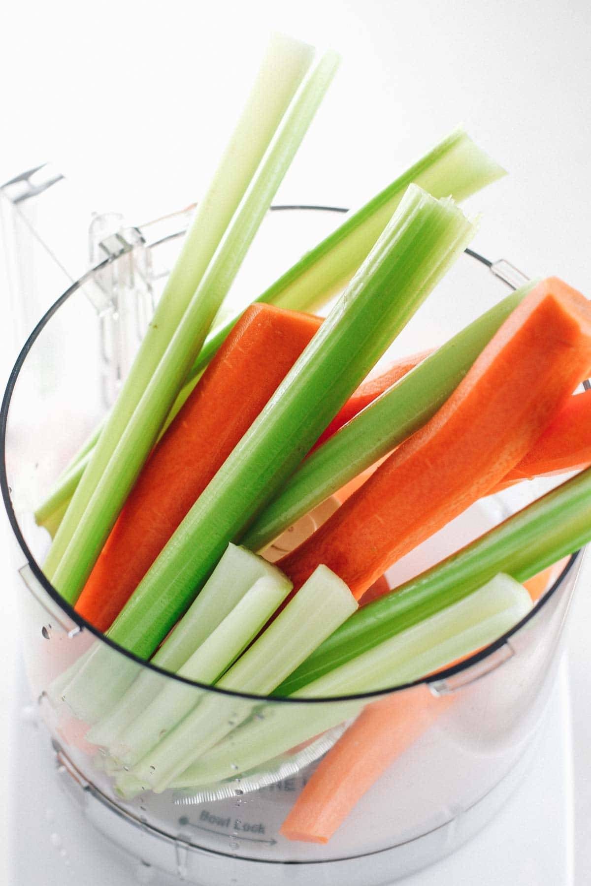 Veggies in a clear container.