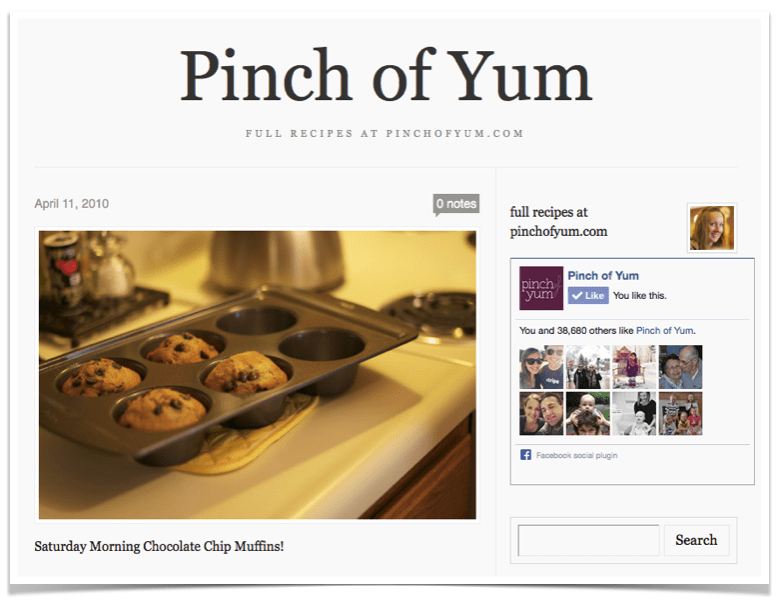 first post of Pinch of Yum.