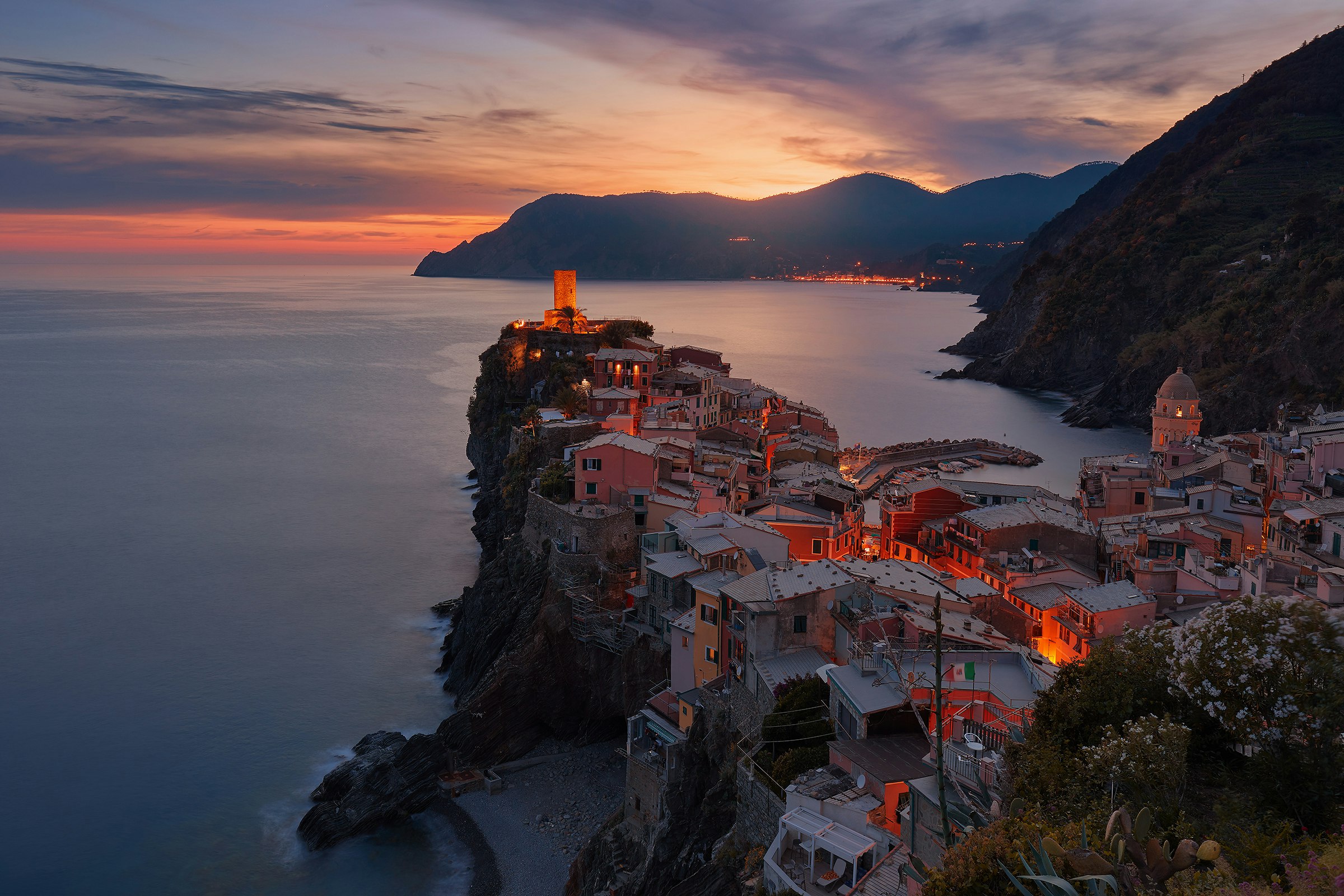 Aerial view of the coast of Vernazza, Italy