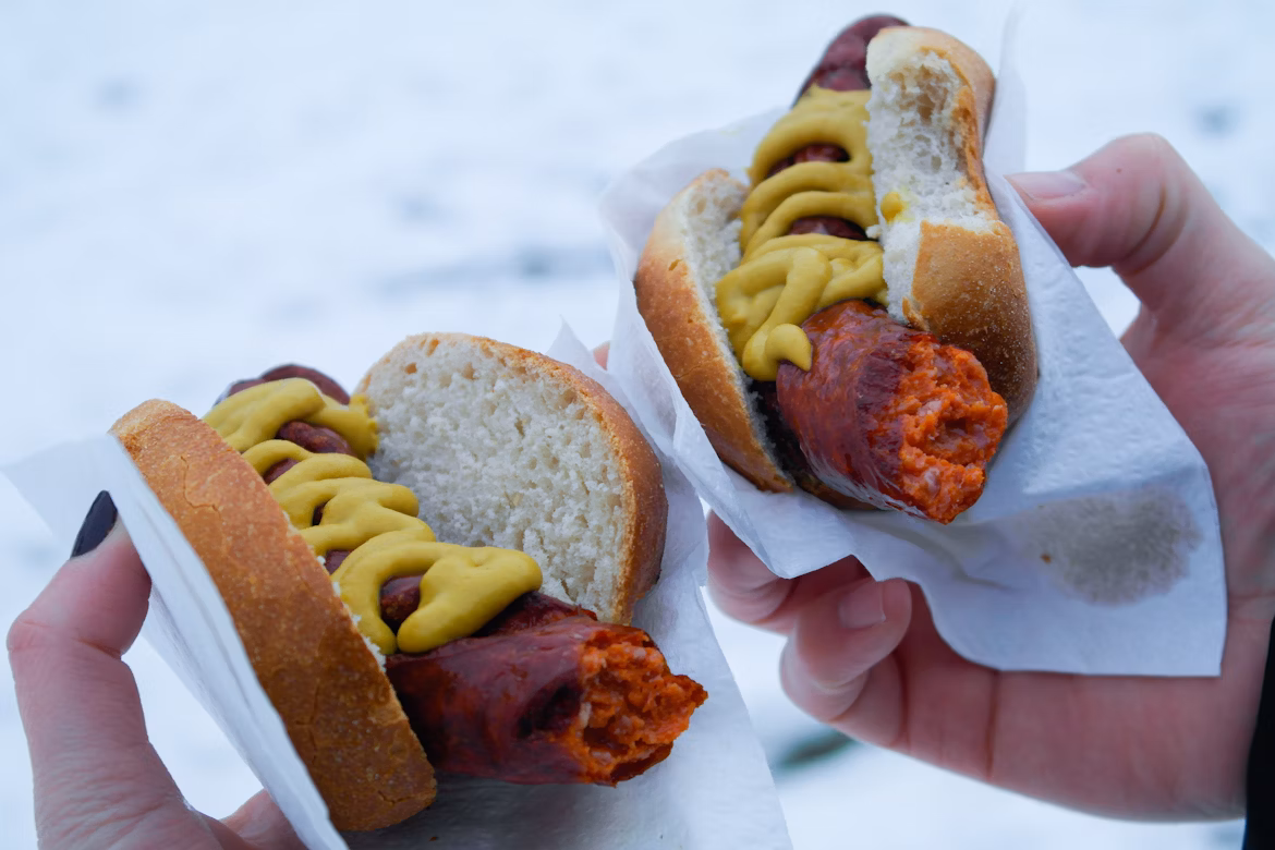 Bratwurst served at a food store in Munich