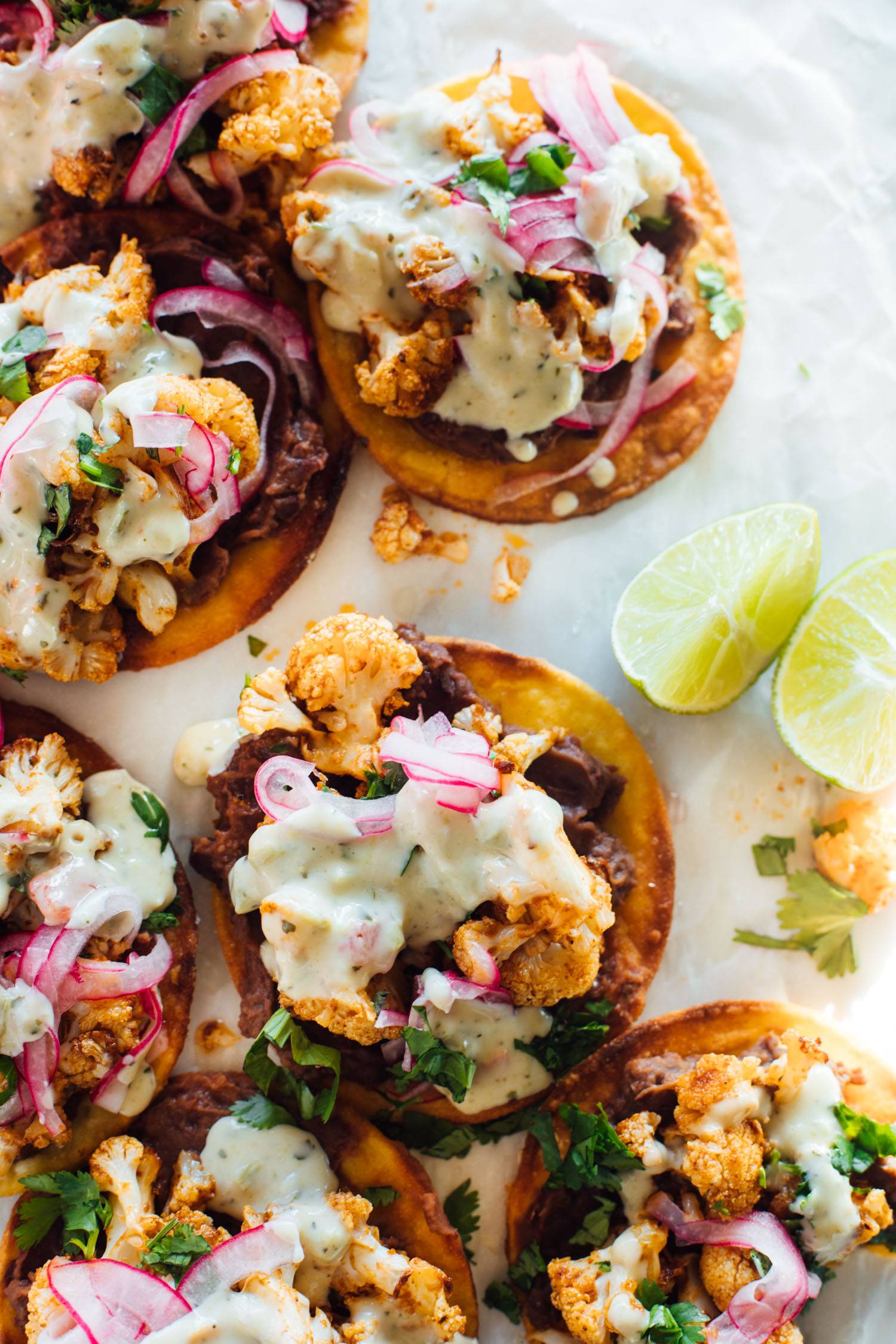 Cauliflower black bean tostadas.
