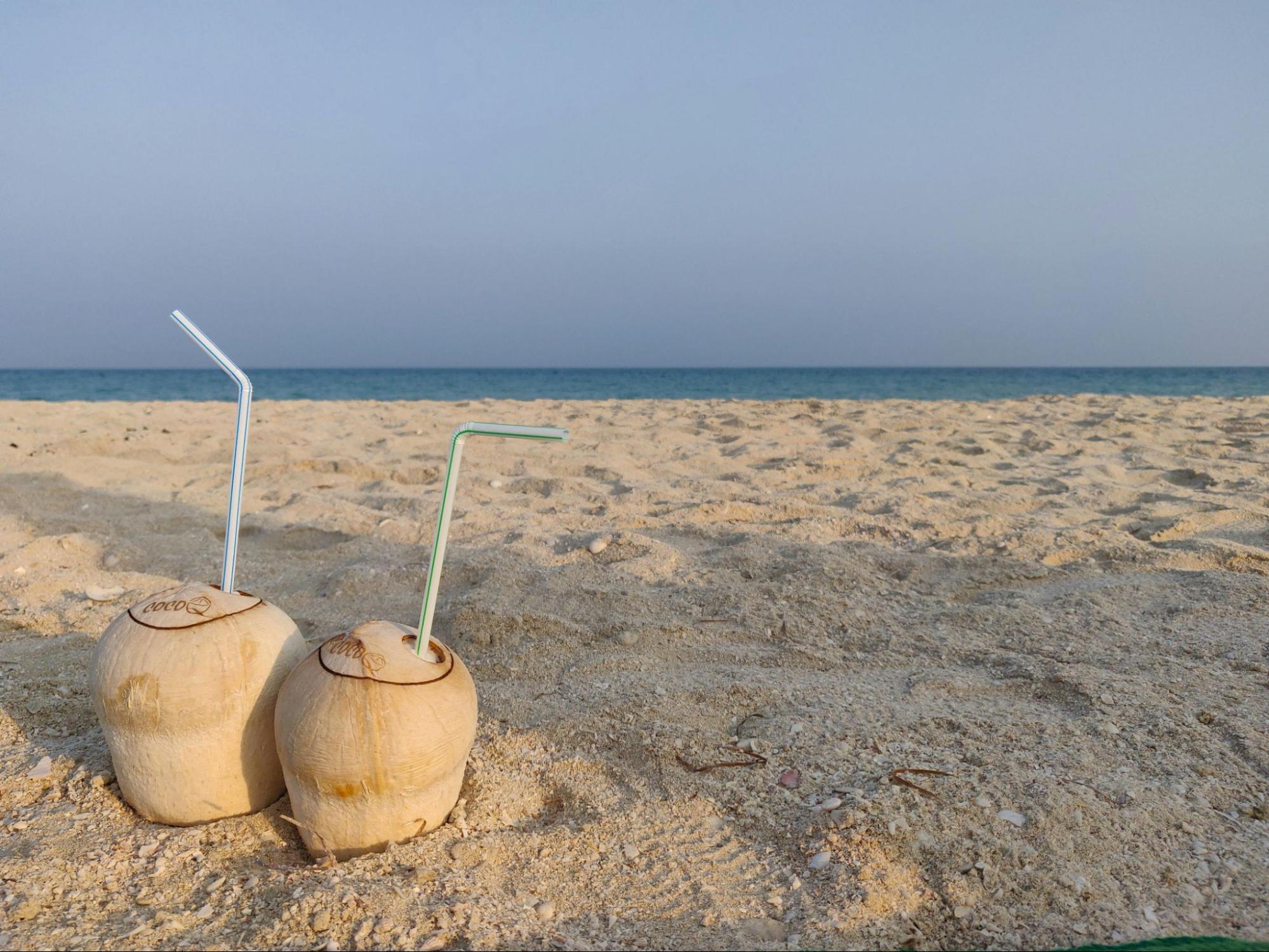 Coconuts with straw