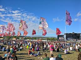 Crowd waiting at the Glastonbury Festival