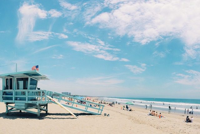 People enjoying their time at a beach in the USA