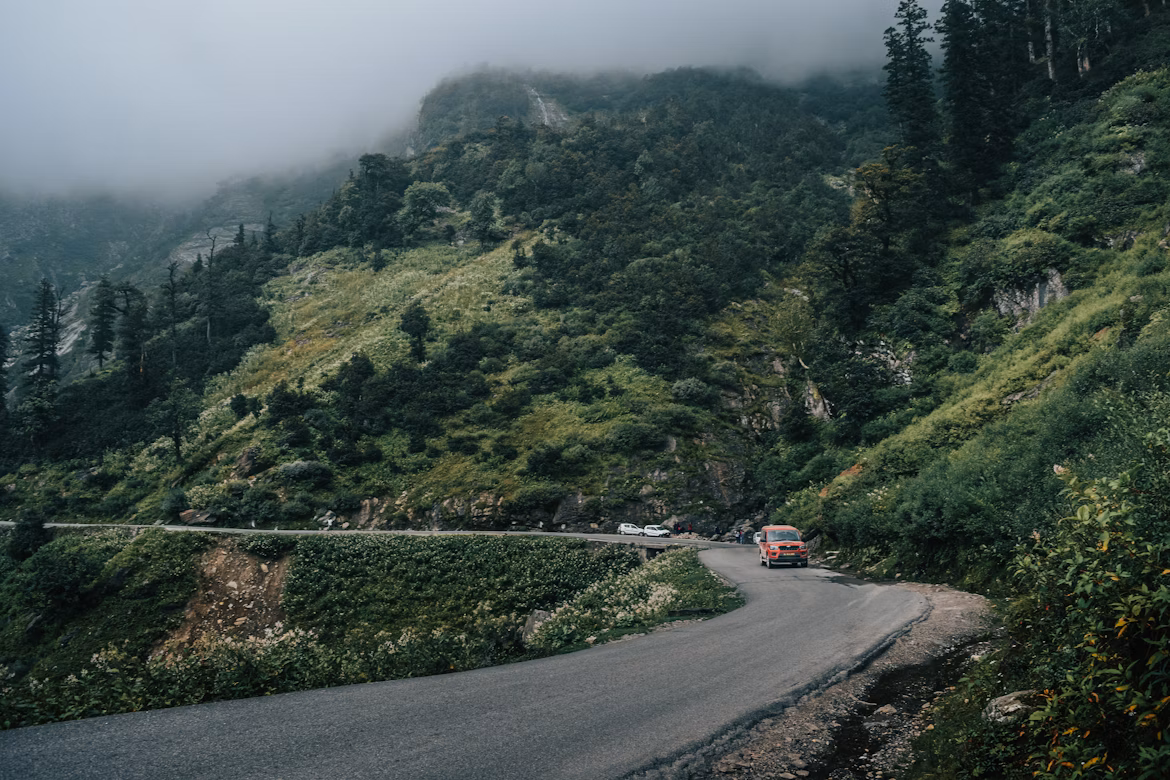 Road trip through the Caucasus mountains in Georgia