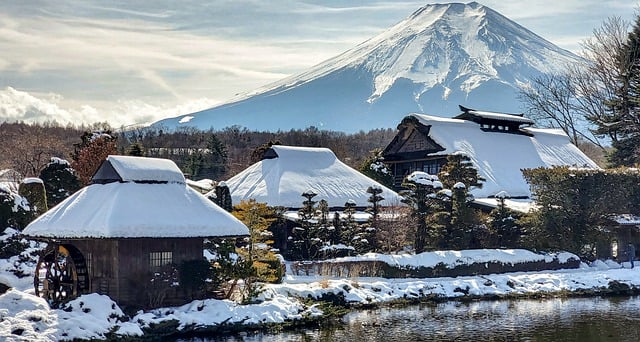 Snow covered Scenery in Japan in January