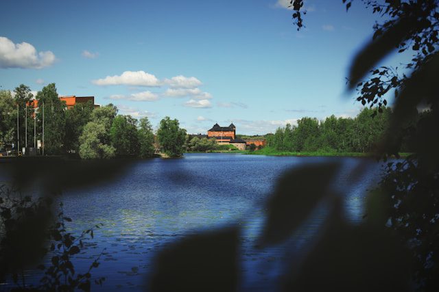 The beautiful town of Hameenlinna near the lake