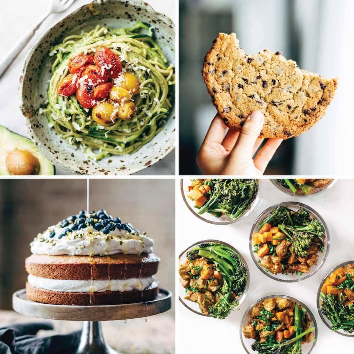 Photos of various foods.