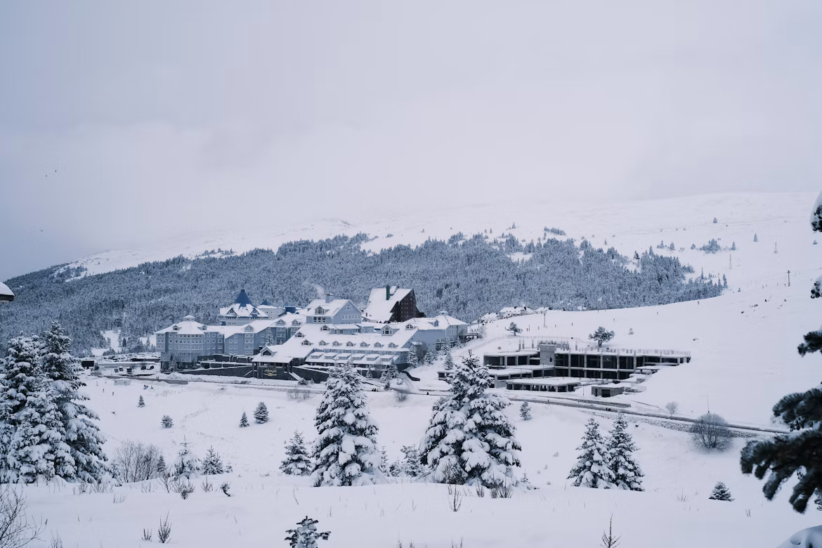 Ski slopes in Uludağ, Turkey, in winter