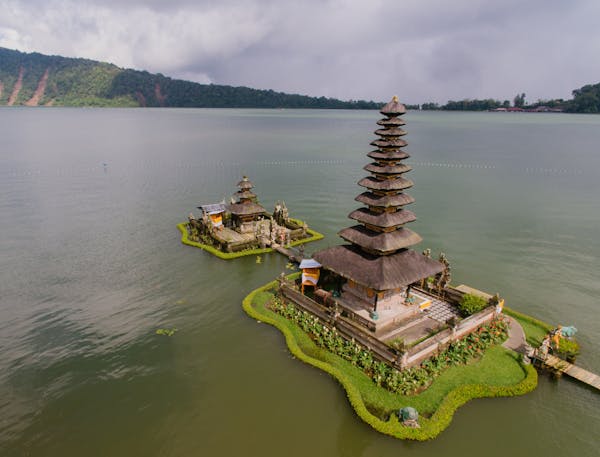 Ulun Danu Beratan Temple in the mid of the lake Beratan