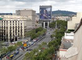 Aerial view of the famous street of Passeig de Gràcia
