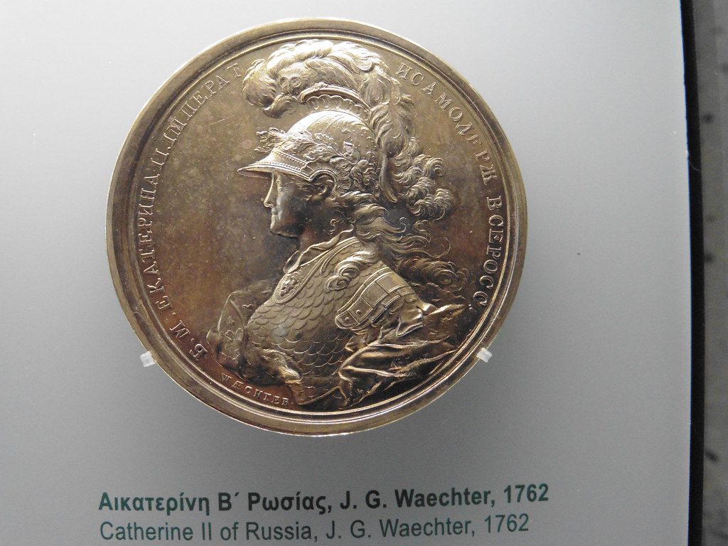 Ancient coin on display