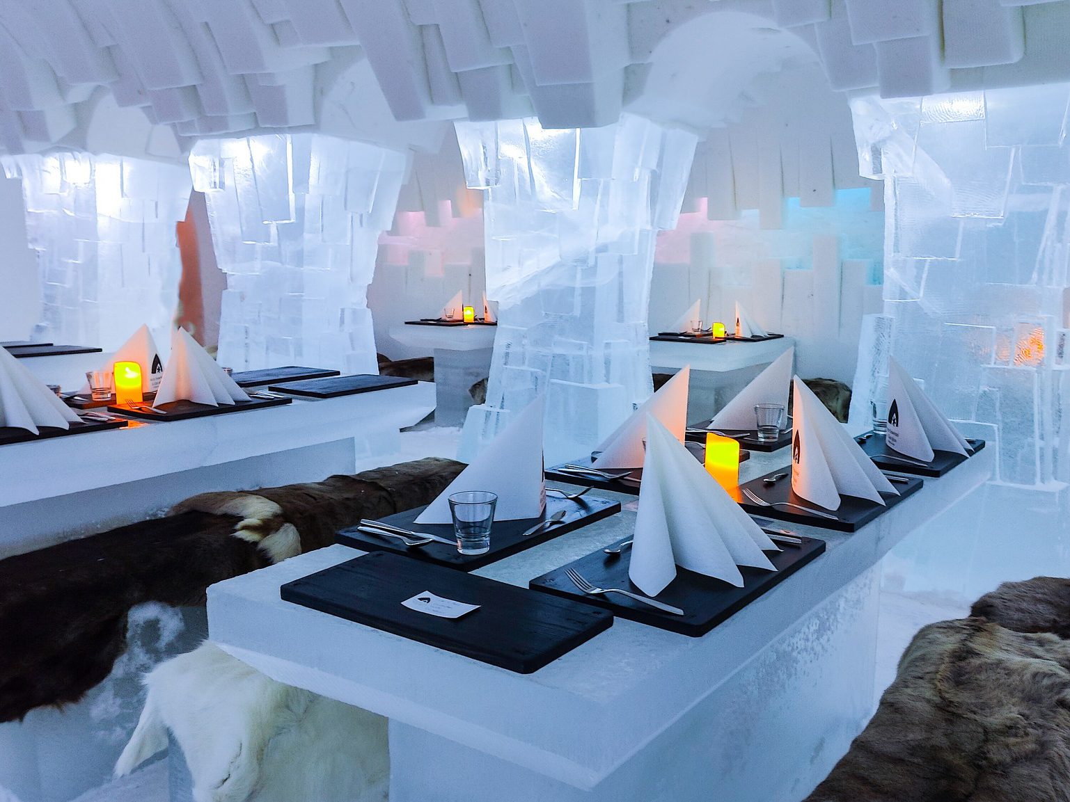 Dining at the Ice Hotel, Sweden.