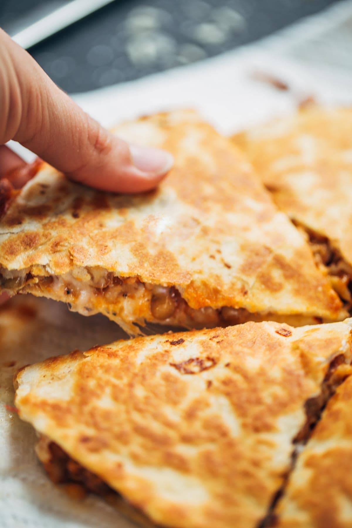 Lentil quesadillas.