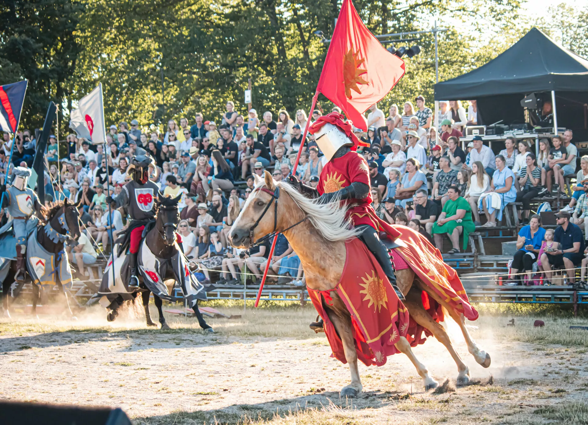 Jousting at the Medieval week, Sweden.