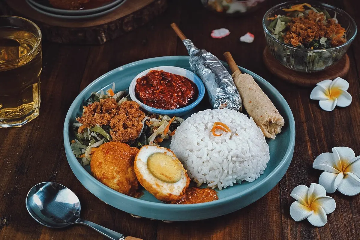 Nasi Campur, a staple in the Balinese cuisine.